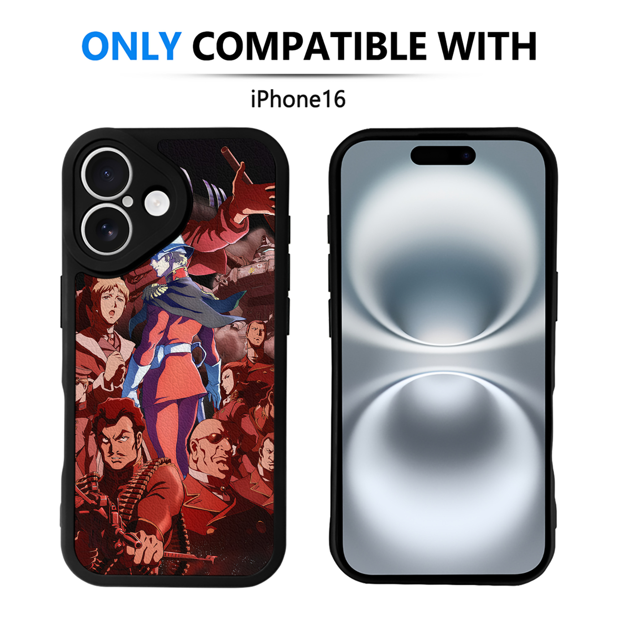 （画像用） 機動戦士ガンダム Mobile Suit Gundam 【iPhone 16シリーズ対応】シリコンスマホケース（レザー調） 材質：シリコン